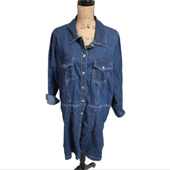 LEVIS Red Tab‎ Long Sleeve Plus Ellie Denim Shirt Dress size 2X - Picture 3 of 12
